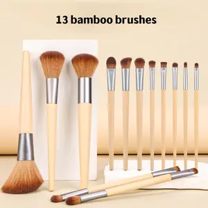 Bamboo Handle Makeup Brushes Set, 2 Counts/5 Counts/8 Counts/13 Counts Soft Bristles Makeup Brush, Multifunctional Makeup Tool for Women & Girls