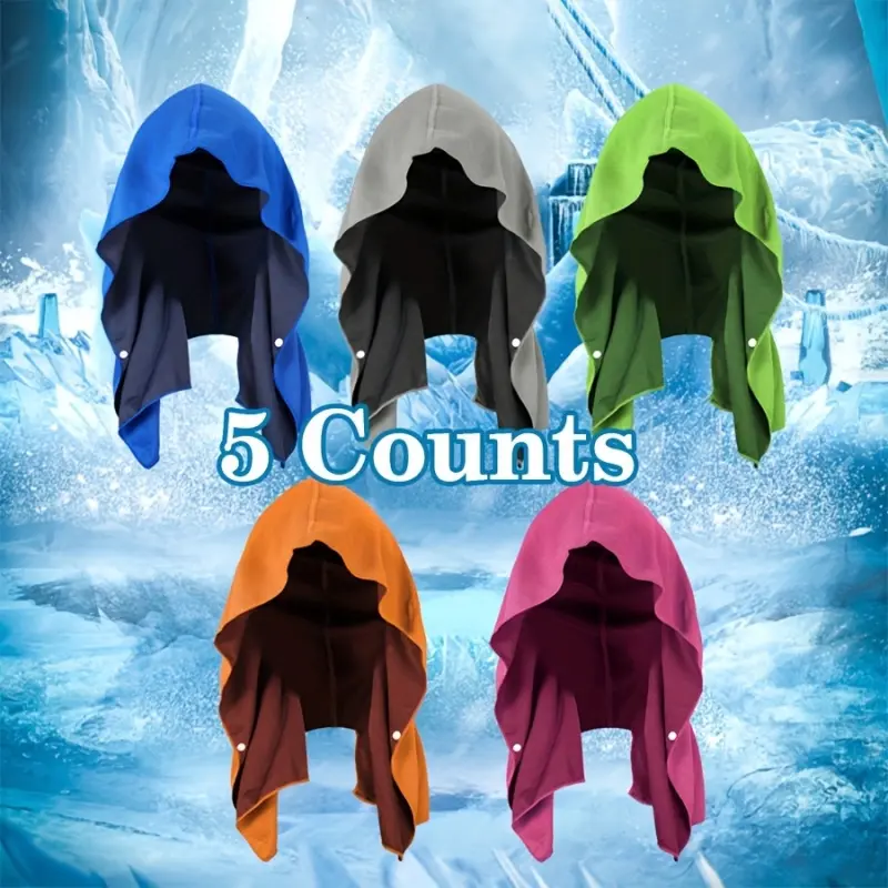 5 PCS Cooling Hooded Towel, Lightweight Portable Microfiber Quick Dry Absorbent Towel for Swimming Surfing Diving Pool Beach Hotel Spa Home Shower, Men Women, Summer Vacation Gift, Quick Dry Towels for Travel