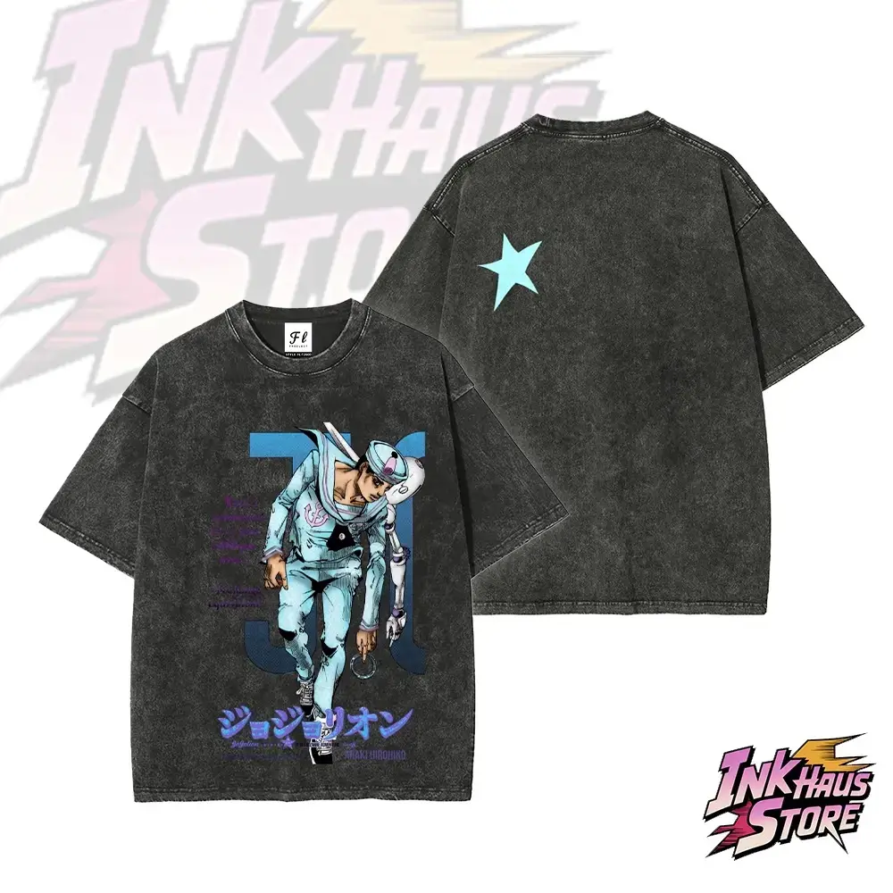 Josuke Higashikata (JoJo's Bizarre Adventure Part 8: The Gospel of JoJo) -- Short Sleeve Cotton Unisex Retro Wash Tee