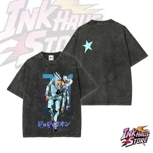 Josuke Higashikata (JoJo's Bizarre Adventure Part 8: The Gospel of JoJo) -- Short Sleeve Cotton Unisex Retro Wash Tee