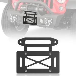 【Yzona】Winch License Plate Frame Compatible with 10" Hawse Fairlead, Universal Front License Bracket Holder Relocation, Bumper Winch Mount Roller, Fit for Most Pickup Trucks, Off-Road Cars and SUVs