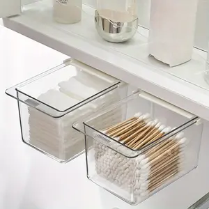 2/3pcs Storage Box Under The Mirror Cabinet with hanging rack design, adjustable bathroom shelf for under cabinet storage, practical solution for bathroom organization and space saving home organization setups