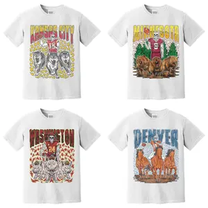 Retro Skeleton All Teams Football T-shirt, Unisex Crewneck Sport Classic Tee, Graphic Tee Sport Streetwear Casual Cotton Crewneck Shortsleeve T-Shirt