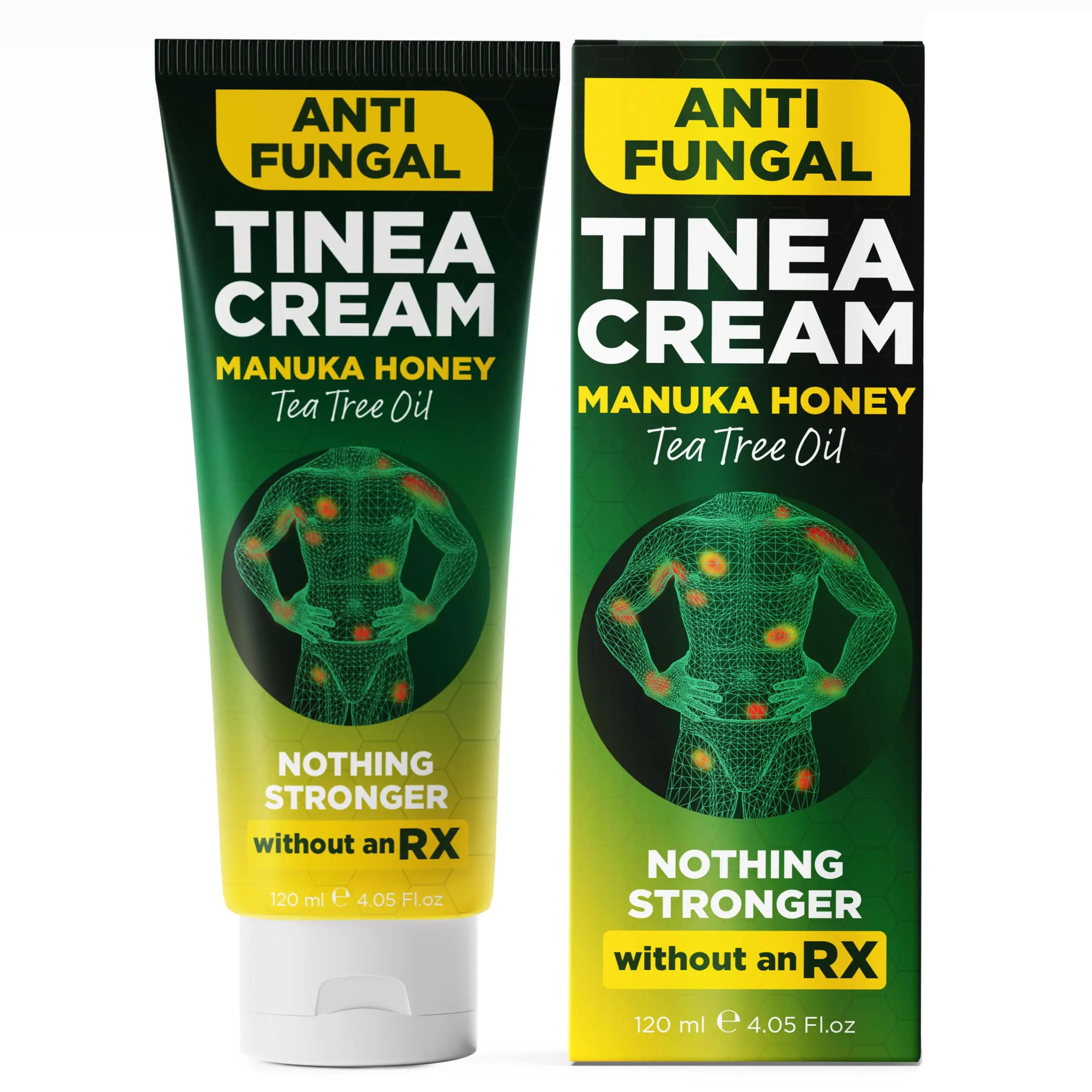 Tinea Versicolor Treatment Antifungal Cream | Relieves Itchy Skin, Ringworm, Jock Itch, Athletes Foot & Body Odor, Enriched with Manuka Honey & Tea Tree Oil 120 ml