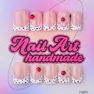 Delicatething Y2K Style Nail Set, Handmade Square Duckbill Nails, 4 Sizes XS S M L, Perfect Gift for Girls, Includes Jelly Glue Crystal Stick