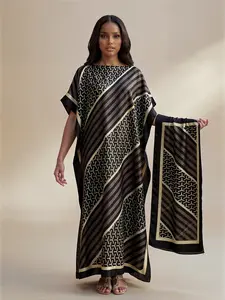 Women's Geometric Print Silk Scarf, Elegant Soft Wrap, All Seasons Fashion Accessory, Casual & Formal Wear, Ladies and Girls