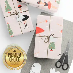 Ballet Inspired Pink Christmas Wrapping Paper Rolls, Elegant Gift Wrap, Nutcracker Ballet Dancer Gift Wrap, Ballet Scrapbooking Paper