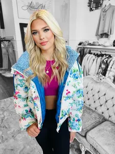 Savannah Floral Puffer jacket with hood