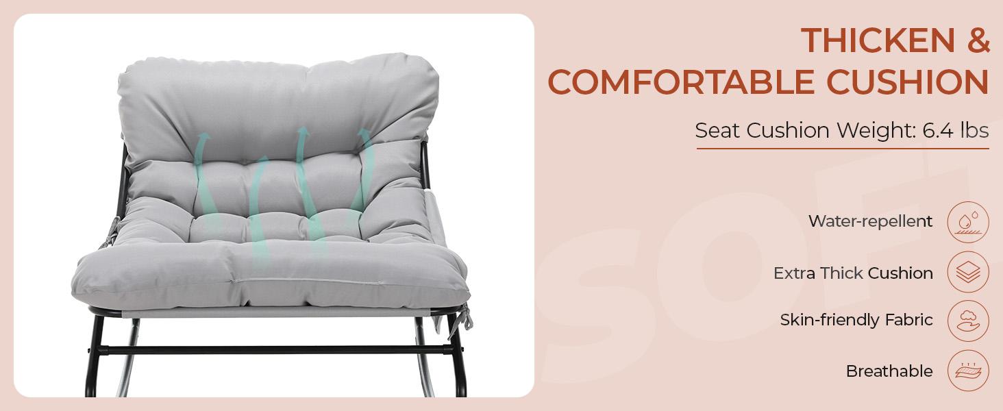 Arlopu Patio Papasan Outdoor Rocking Chair with Ottoman & Thick Cushions, Cozy Patio Lounge Chair for Porch, Garden & Backyard, home decor, camping essentials homeessentials Arlopu Patio Papasan Outdoor Rocking Chair with Ottoman & Thick Cushions, Cozy Patio Lounge Chair for Porch, Garden & Backyard, home decor, camping essentials homeessentials