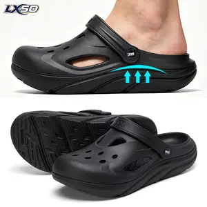 Lxso Men's and Women's Platform Elevated Clogs | Outdoor | Thick-Soled | Non-Slip | Odor-Resistant | Durable | Quick-Drying | Soft Beach Sandals | Arch Support | Summer Slippers - Black