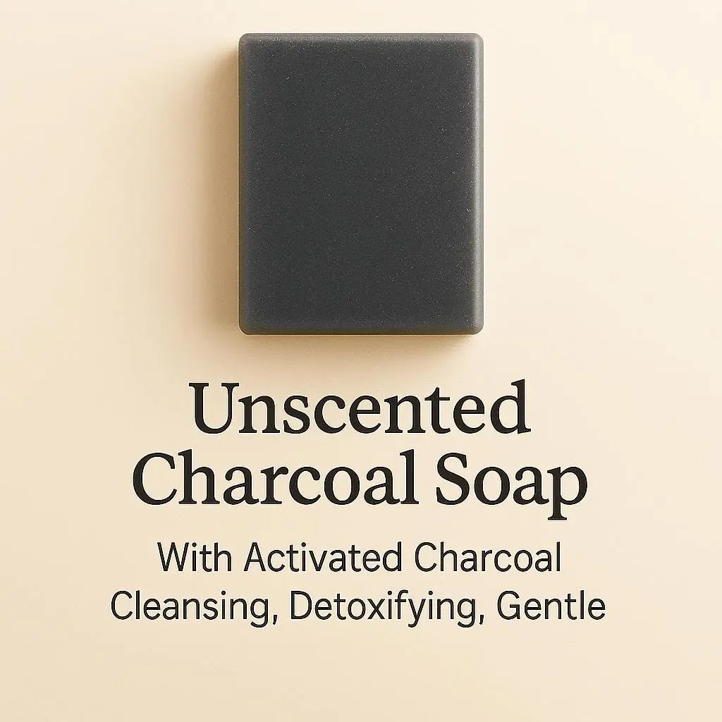 Activated Charcoal Soap Bar, Handmade Facial Cleansing Bar for Sensitive Skin, Gentle Detoxifying Cleanser for Body & Bath, Unscented, 150g, Fragrance Free, Bath & Shower, Adults, Ginger & Pine, Natural, Coconut, Body Care, Glycerin, Handmade Soap, Face &