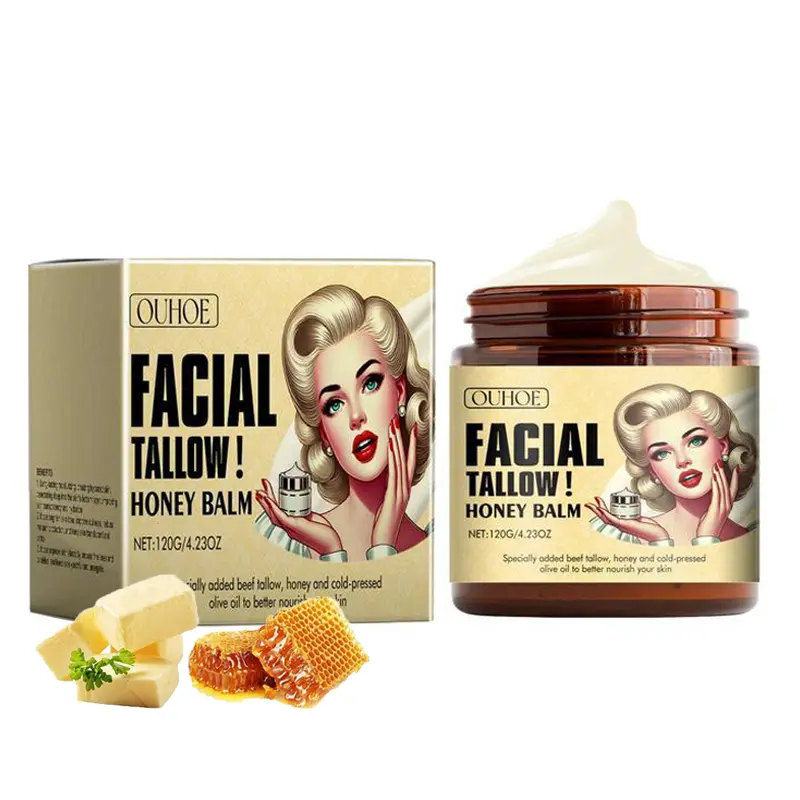 Whipped Beef Tallow and Honey Balm - Deep Moisturizer for Dry Skin, Natural Face & Body Cream, Skin Glow & Hydration, Organic Skin Care for Women,Grass Fed Grass Finished Face Cream Mother’s Day Gift