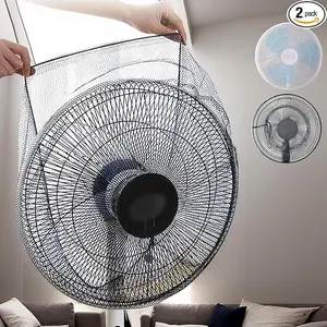 2 Pcs Mesh Fan Covers for Table Fans Reusable Finger Safety Net Dust Protection for Home Office Use（Black + White）