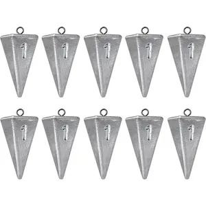 Pyramid Sinkers Fishing Weights, Saltwater Fishing Sinkers for Surf Fishing Gear Tackle - 1oz, 2oz, 3oz