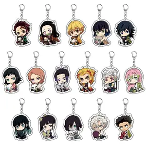 16/3/pcs/set Anime Keychain Keychain Demon Slayer Kimetsu No Yaiba Acrylic Key Ring Cute Funny Cartoon for Friends wholesale
