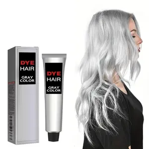 Silver Gray Natural Hair Dye Cream, Silver Gray Hair Dye, 3.52oz Silver Hair Dye, Fashion Permanent Hair Dye Light Gray Silver Color Cream, Unisex Fashion Dye for All Hair Types