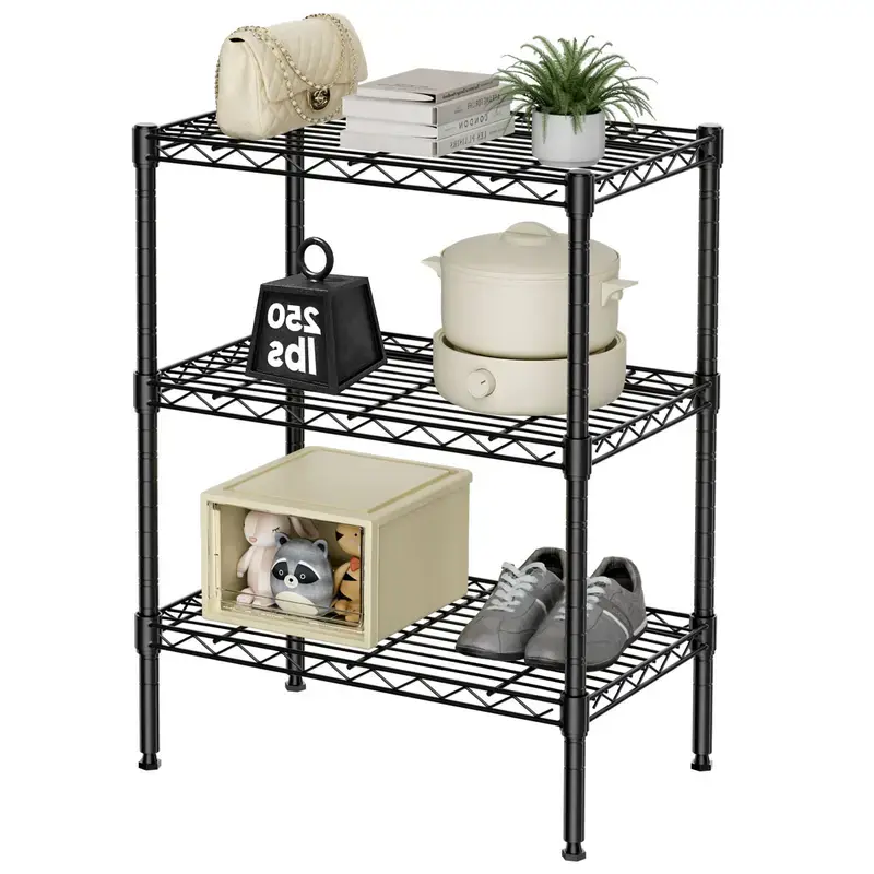 Sweetcrispy 4-Tier Corrosion-Resistant Metal Steel Wire Storage Rack Unit - Adjustable Metal Shelf, Easy-Installation Organizer for Kitchen, Bathroom, Commercial Use, Storage Organizer