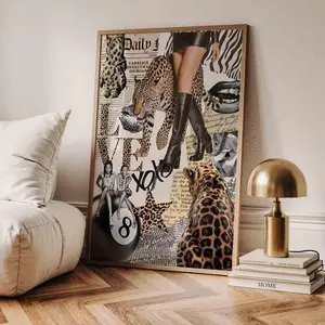Trendy Leopard Roar Print Fashion Stylish Wall Art Print Cheetah Prints Trendy Aesthetic Fashion Poster
