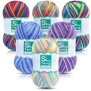 Gradient Acrylic Yarn 6-Pack, Multi-Functional DIY Knitting Thread, Ideal for Sweaters, Hats, Scarves, Bags, 48g X 6