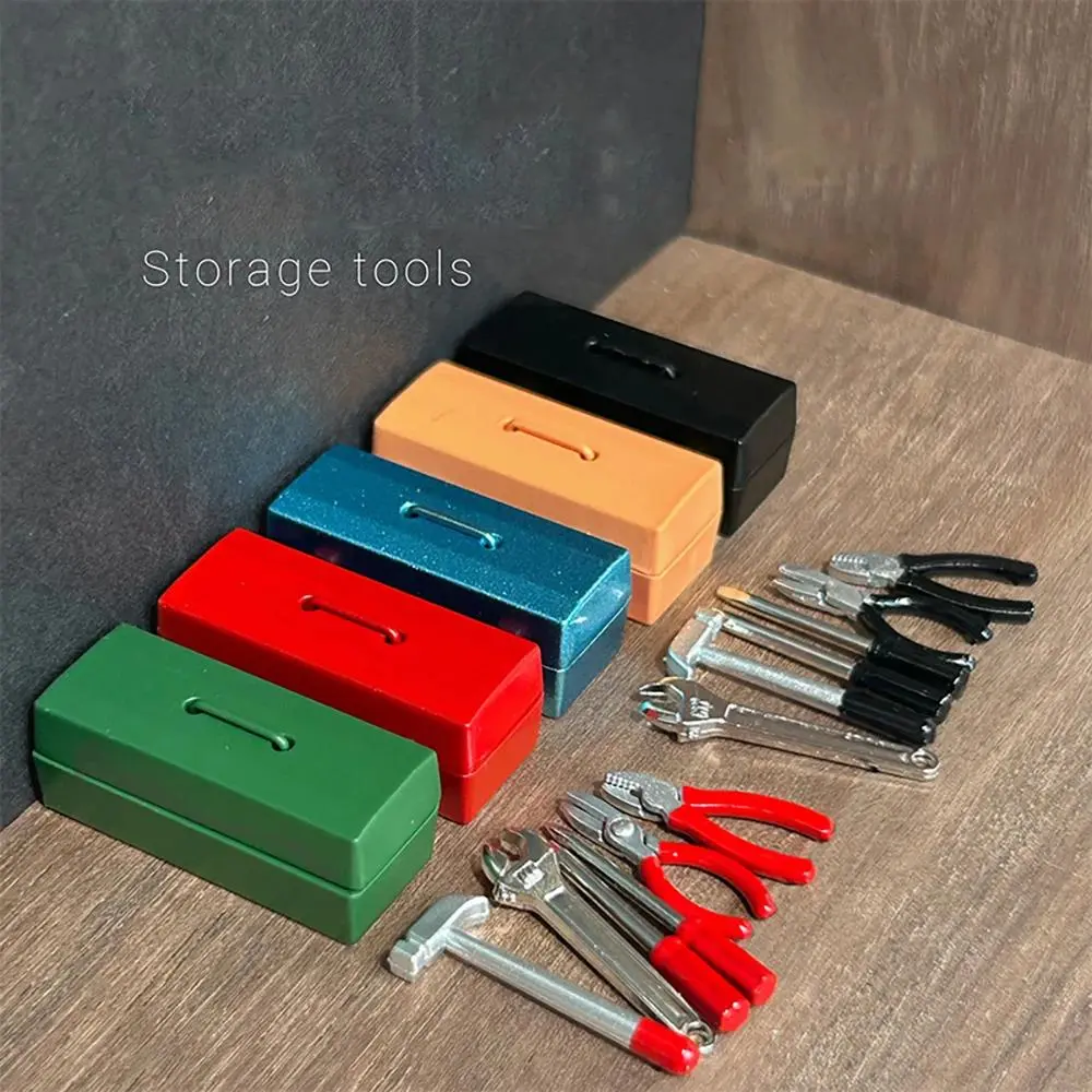New 1set Miniature Dollhouse Wrench/Hammer/Screwdriver/Pliers Mini Tool Box Set  for blyth ob11 Dolls Accessories Toys