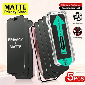 [5pcs Matte Privacy Dust-Free Screen Protector] Auto-Positioning Stickers Include Oleophobic Coating, Matte Finish Privacy Easy Installation Tempered Glass for iPhone 17 Pro Max/Air 16/16e/15/14/11/13/12& 11 XXS Max X XR - Full Coverage Anti-Scratch