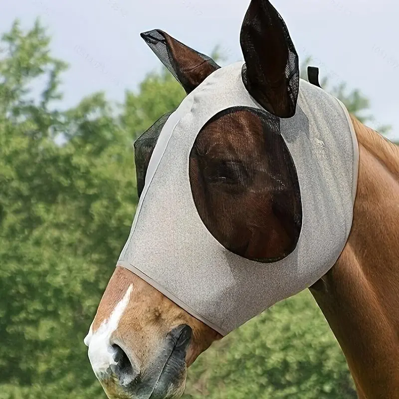Horse Face Mask, Horse Head Cover, Breathable Outdoor Mosquito Repellent Mask, Detachable Insect Fly Protection, Equestrian Riding Gear