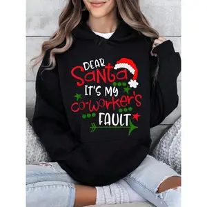 Dear Santa It's My Coworker's Fault Christmas Hoodie Women's Funny Holiday Sweatshirt Xmas Gift For Office Workers
