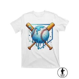 Baseball-Dripping-Ice-Cream-Drip-Baseball-T-Shirt_Bdi8374028-At_White_Product_Image [Cool Design] Street Trending Style Casual Tee Men's clothes Comfortable Cotton Round Neck Shorts Sleeves mens t shirts
