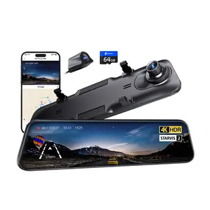 Pelsee S12 Pro Mirror Dash Cam with STARVIS 2 Sensor, Rear View Mirror Camera 5.8GHz WiFi, 4K Front and 1080P Rear Backup Camera for Car, ADAS &BSD, Voice Control, Color Night Vision, 64G Meomory Card