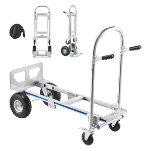 VEVOR 4 in 1 Hand Truck, 1000 lbs Load Capacity for 4 - Wheel Mode, Convertible Hand Truck Dolly with Non - Slip Handle Wheels, Aluminum Alloy Portable Trolley Dolly for Moving Home, Office, WarehouseVEVOR Super Brand Day