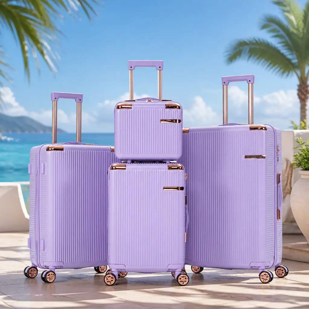 4 Piece Luggage Set with Toiletry Bag —summer travel double spinner wheel, Carry-On Suitcase weekend luggage bag suitcases travel Hardside Luggage Set