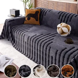 Soft Plush Sofa Cover, Sofa Slipcover, Pure Color Velvet Couch Protector, Sofa Couch Covers, Comfortable Fabric for Home Living Room Bedroom Hotel Dorm Decor