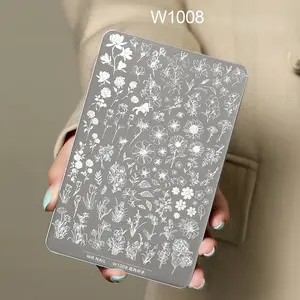 Nail Printing Steel Plate W1008 - Flower Leaves