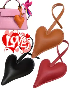 Faux PU Leather Heart Charms Women Bag Charm Car Ornament Heart-Shaped Pendants, Charms for bags, Asymmetrical Heart Keychain for Women, Love Hearts Bag Charm Keychain Heart Bag Accessory, Valentine'S Day Gift