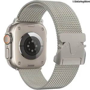 Premium Titanium Milanese Loop Stainless Steel Watch Strap - 42mm-49mm Metal Band, Wearable Chic Wristband, Stylish Fashion Accessory for Mainstream Smart Watches