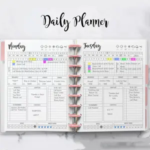 10 Sheets Daily Plan & Habit Tracker Notes, Diet/movement/water/mood Log Book, Self-Management Journal for Efficiency Boost, Spiral Bound Planner