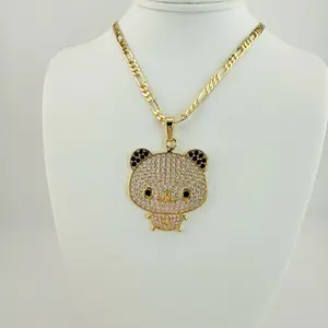 Panda Bear Pendant with Figaro Chain - Stylish and Trendy Accessory