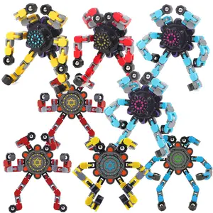 (8Pcs) Kids DIY Deformable Robot Fingertip Spinner, Spinning Vent Chain Fidget Toys Creative Decompression Gyro Robot Toys