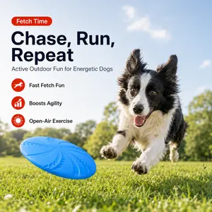 Soft Rubber Dog Flying Disc, Durable Floating Pet Flying Disc Toy, Bite Resistant Interactive Fetch Training Toy for Medium Large Dogs Outdoor Pool Beach Play