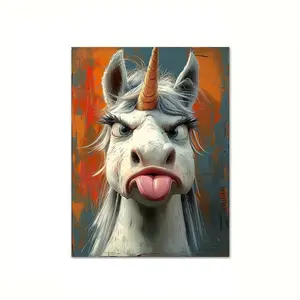 1 piece canvas painting with wooden frame, ready to hang, Whimsical Unicorn Canvas Art Print - Framed Cartoon Wall Decor for Living Room, Bedroom, Home Office
