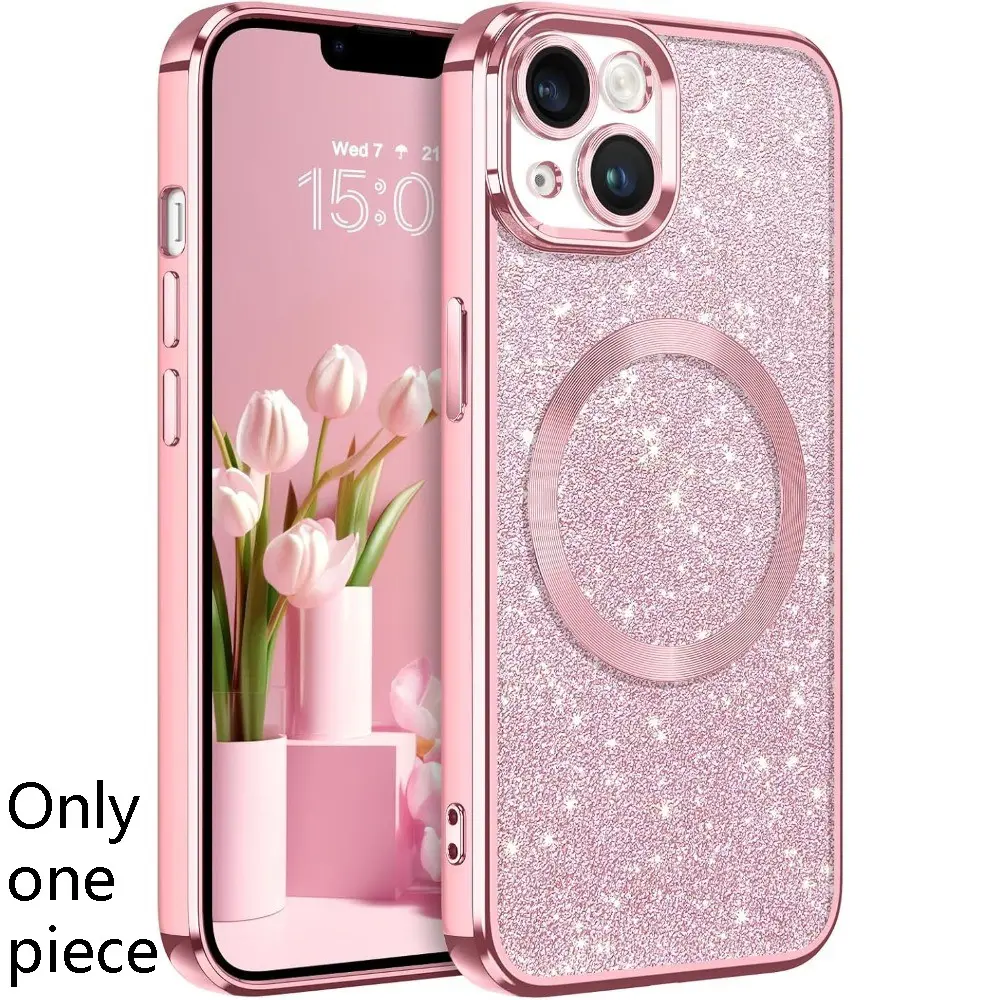 High-Quality Glitter Magnetic Protective Phone Case Cover for iPhone 17, 16, 15, 14, 13, 12, 11 Plus/Pro Max, Phone Accessories, Gift Idea