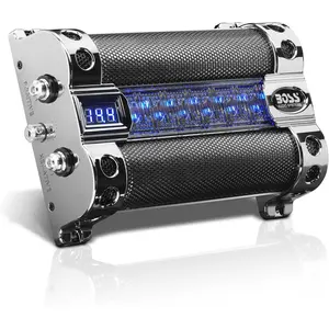 BOSS Audio Systems CAP8 Car Capacitor - 8 Farad, Energy Storage, Enhanced Bass From Stereo, Warning Reverse Polarity Tone, Voltage Overload Low Battery Voltage Led
