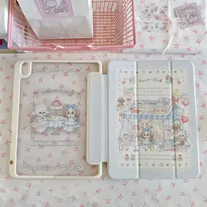 Vintage Dog Bakery Tablet Case for iPad 10th Gen 10.9 Inch, Sweet Lolita Lace Bow Flip Cover Stand, Compatible with iPad Air/air 2/pro