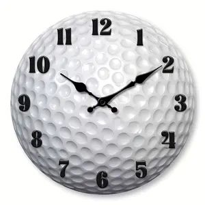 Golf Ball Wall Clock - Silent Quartz Movement, -Themed Round Clock Suitable for Living Room, Bedroom, Office - Ideal Gift for Sports Fans, Minimalist Design, Perfect Birthday Present (for Sports)