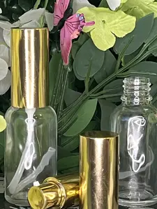 10 Pack 1 oz Gold Top Pump Bottle Home Organiser Multi-Purpose Storage for Creams Serums Fragrance Oils Custom Blends - Tin