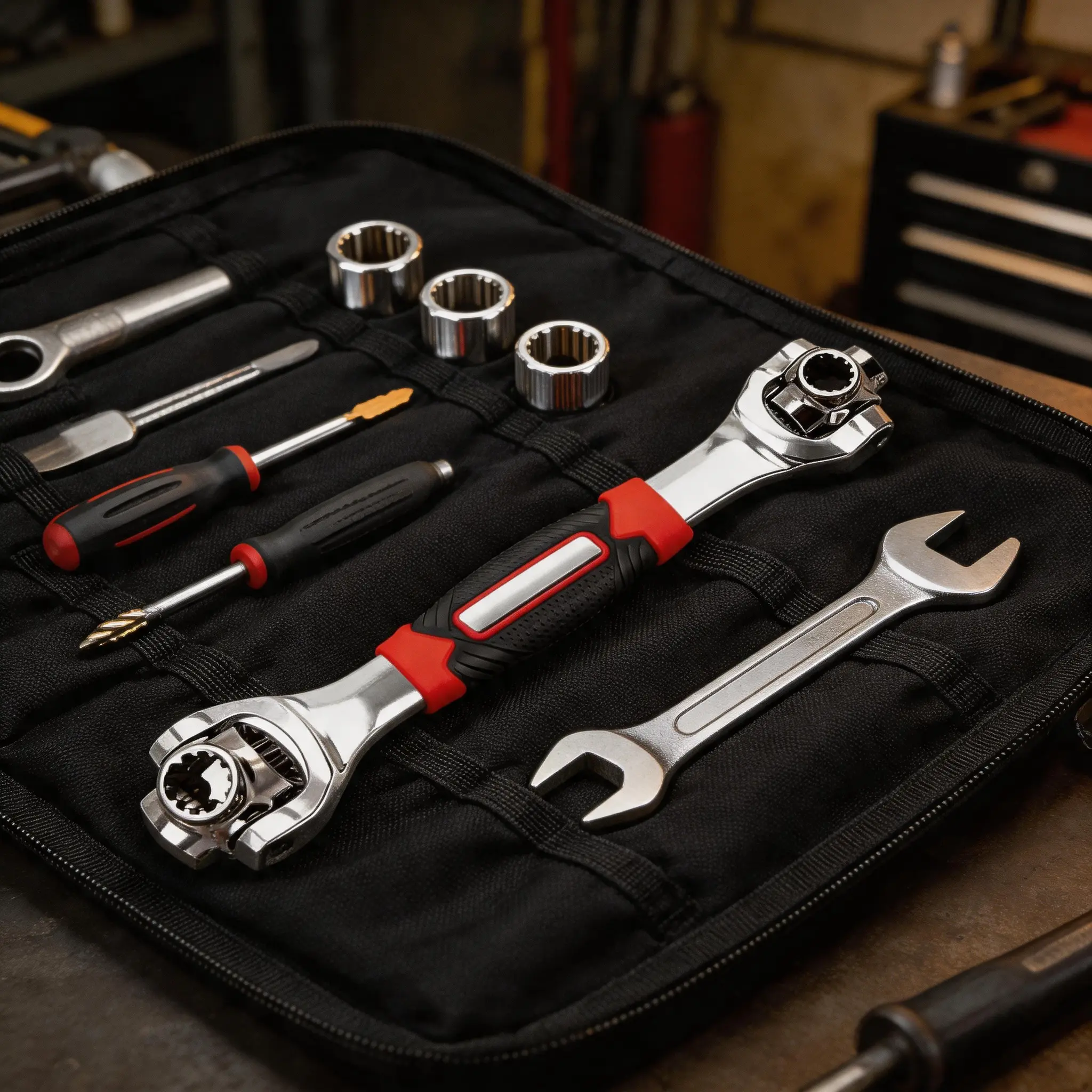 52-in-1 Universal Socket Wrench Set with Ratchet Attachment, 360-degree Rotating Head Spanner, Metal Multi-Tool, Ergonomics Handle Design, Anti-Skid Handle for Home and Car Repair, Odd Jobs Around the House