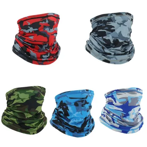 Adults' 5-Piece Ice Silk Magic Bandana Breathable Face Cover Set - 16.5in x 9.8in Universal Cooling Gaiter, UV Protection, Quick Dry, Sweat-Absorbing, Anti-Odour Neck & Head Cover for Biking, Camping, Fishing