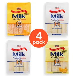 Trenzy Gahm Milk Classic Rice Snack Creamy Milk Flavor Crispy Snack Individually Wrapped Melt In The Mouth Crunchy Korean Rice Cake Treat Ricecakes 4 Bag Bundle Large Size 24 Pieces Per Bag 240g