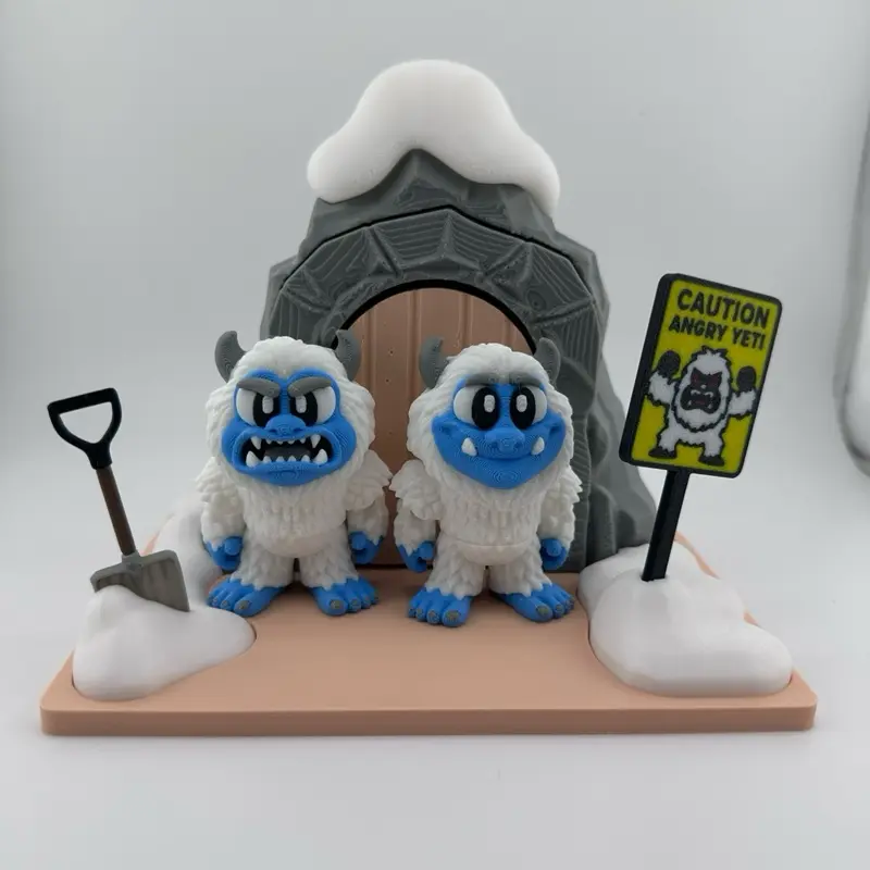 3D Printed Angry Cave Set (No Yetis) Action Figures, Cute Cartoon Figurine, Creative Modern Home Decor, Cute Desktop Winter Snow Decoration for Home Supplies Statues & Figurines, Cave Set Only - No Yetis, Creative Modern Decoration