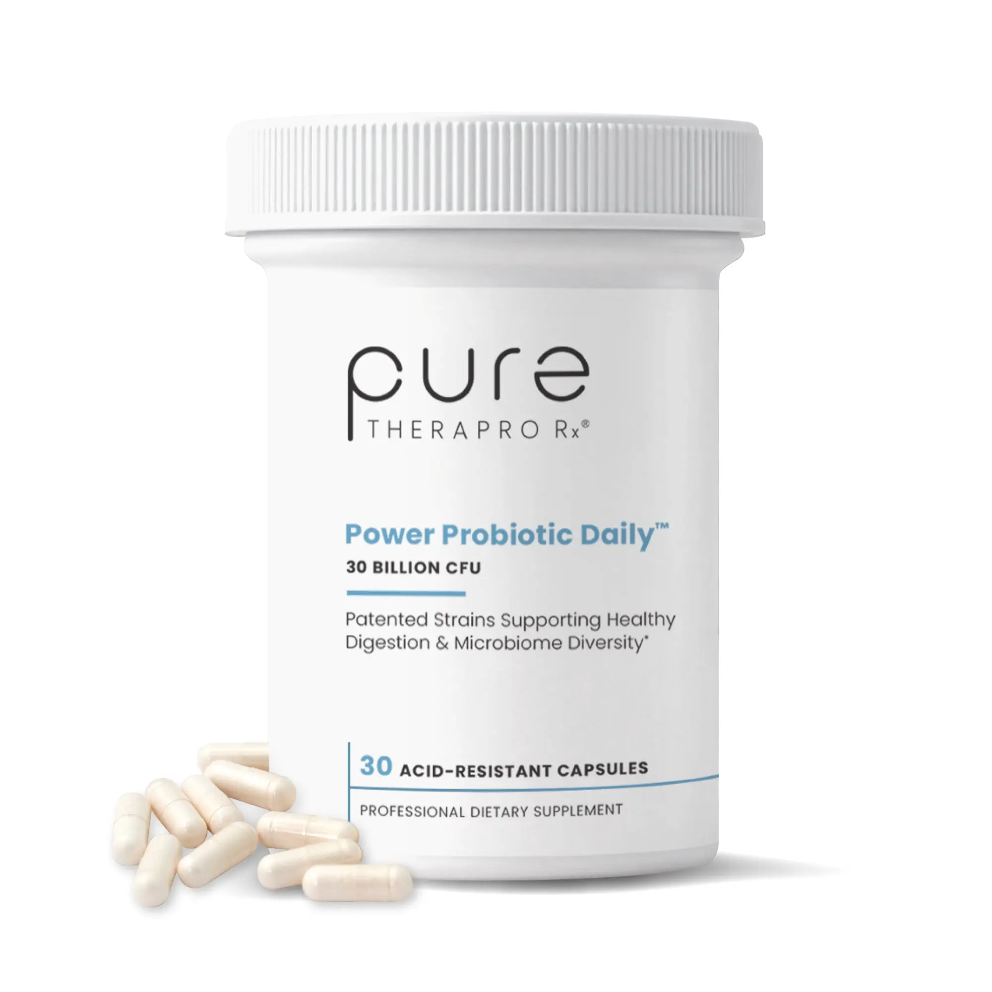 Power Probiotic Daily Probiotic Supplement for Women & Men by Pure TheraPro Rx - Daily Strength 30 Billion CFU Potency for Gut, Digestive, Bowel & Immune Health Support - No Refrigeration Required - Zero Fillers, No GMOs, Doctor Recommended